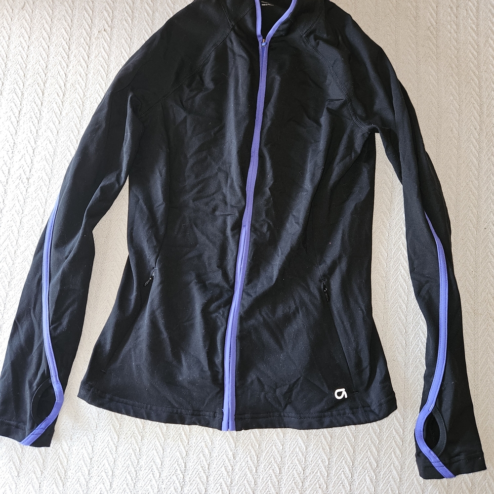 Women's Black Jacket with Purple Trim